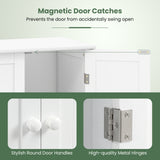 Tangkula Bathroom Floor Cabinet, Wooden Floor Storage Cabinet with Double Doors