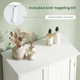 Tangkula Bathroom Floor Cabinet, Wooden Floor Storage Cabinet with Double Doors