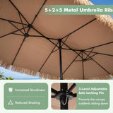 Tangkula 15 FT Tiki Patio Umbrella with PE Grass