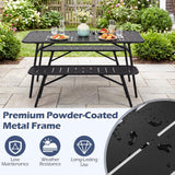 Tangkula 3 Pieces Outdoor Dining Set with 2 Benches