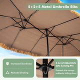 Tangkula 15 FT Solar Tiki Patio Umbrella with 144 Multi-colored Flowing Lights