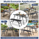 Tangkula 3 Pieces Outdoor Dining Set with 2 Benches