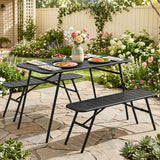 Tangkula 3 Pieces Outdoor Dining Set with 2 Benches