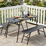 Tangkula 3 Pieces Outdoor Dining Set with 2 Benches