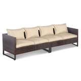 Tangkula 2 Pieces Patio Furniture Sofa Set, Patiojoy Wicker Conversation Set with Cushions and Sofa Clips