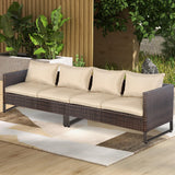 Tangkula 2 Pieces Patio Furniture Sofa Set, Patiojoy Wicker Conversation Set with Cushions and Sofa Clips