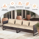 Tangkula 2 Pieces Patio Furniture Sofa Set, Patiojoy Wicker Conversation Set with Cushions and Sofa Clips