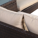 Tangkula 2 Pieces Patio Furniture Sofa Set, Patiojoy Wicker Conversation Set with Cushions and Sofa Clips
