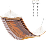 Tangkula 10.5FT Double Hammock, Heavy Duty Outdoor Hammock with Curved Spreader Bars