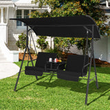 Tangkula 2 Person Porch Swing, Outdoor Swing with Pivot Storage Table