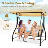 Tangkula 3 Seats Converting Patio Swing, Outdoor Porch Garden Canopy Swing with Comfortable Cushion Seats