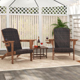 Tangkula Patio Wicker Adirondack Chair, HDPE Lounge Chair w/Rattan Padded Seat & Back