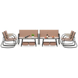 Tangkula 4 Pieces Patio Furniture Set with 2 Rocking Bistro Chairs