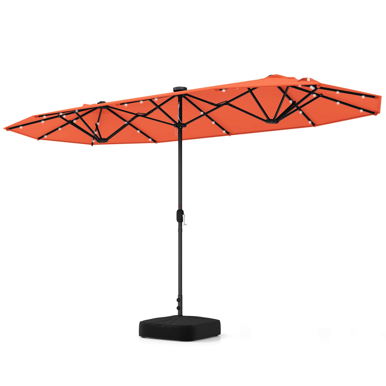 Tangkula 13FT Double-sided Patio Umbrella with Solar Lights, Large Twin Table Umbrella with Crank Handle, Orange Tangkula 13FT Double-sided Patio Umbrella with Solar Lights, Large Twin Table Umbrella with Crank Handle, Orange