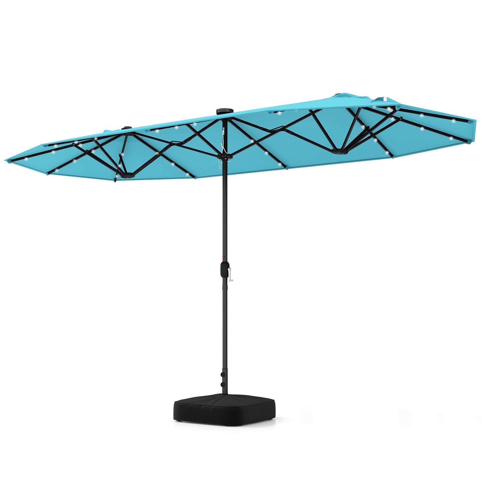 Tangkula 13FT Double-sided Patio Umbrella with Solar Lights, Large Twin Table Umbrella with Crank Handle, Turquoise Tangkula 13FT Double-sided Patio Umbrella with Solar Lights, Large Twin Table Umbrella with Crank Handle, Turquoise