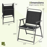 Tangkula Outdoor Folding Chairs Set of 2, Patio Dining Chairs with Breathable Seat & Cozy Armrests