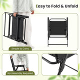 Tangkula Outdoor Folding Chairs Set of 2, Patio Dining Chairs with Breathable Seat & Cozy Armrests