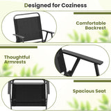 Tangkula Outdoor Folding Chairs Set of 2, Patio Dining Chairs with Breathable Seat & Cozy Armrests
