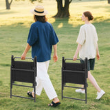 Tangkula Outdoor Folding Chairs Set of 2, Patio Dining Chairs with Breathable Seat & Cozy Armrests