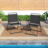 Tangkula Outdoor Folding Chairs Set of 2, Patio Dining Chairs with Breathable Seat & Cozy Armrests
