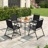 Tangkula Outdoor Folding Chairs Set of 2, Patio Dining Chairs with Breathable Seat & Cozy Armrests