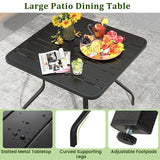 Tangkula 5 Pieces Metal Patio Dining Set, 37" Square Dining Table with 4 Stackable Chairs