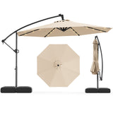 Tangkula 10ft Solar LED Patio Umbrella with Base