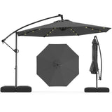 Tangkula 10ft Solar LED Patio Umbrella with Base