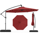 Tangkula 10ft Solar LED Patio Umbrella with Base