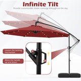 Tangkula 10ft Solar LED Patio Umbrella with Base