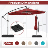 Tangkula 10ft Solar LED Patio Umbrella with Base