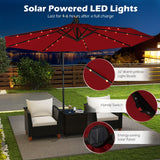 Tangkula 10ft Solar LED Patio Umbrella with Base