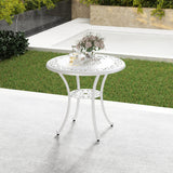 Tangkula 31.5” Cast Aluminum Patio Dining Table, Round Outdoor Bistro Table with 2” Umbrella Hole