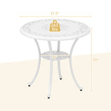 Tangkula 31.5” Cast Aluminum Patio Dining Table, Round Outdoor Bistro Table with 2” Umbrella Hole