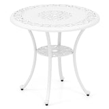 Tangkula 31.5” Cast Aluminum Patio Dining Table, Round Outdoor Bistro Table with 2” Umbrella Hole