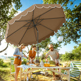 Tangkula  2 Tiers Scalloped Outdoor Table Market Umbrella with Tilt Adjustment