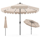Tangkula 2-Tiers Scalloped Outdoor Table Market Umbrella with 32 LED Lights