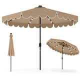 Tangkula 2-Tiers Scalloped Outdoor Table Market Umbrella with 32 LED Lights