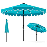 Tangkula 2-Tiers Scalloped Outdoor Table Market Umbrella with 32 LED Lights