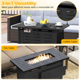 Tangkula Outdoor Propane Fire Pit Table with Lava Rocks