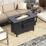 Tangkula Outdoor Propane Fire Pit Table with Lava Rocks