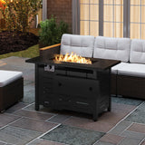 Tangkula Outdoor Propane Fire Pit Table with Lava Rocks