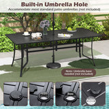 Tangkula Rectangle Patio Dining Table for 8 with Umbrella Hole
