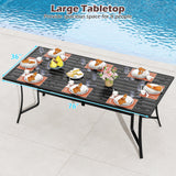 Tangkula Rectangle Patio Dining Table for 8 with Umbrella Hole
