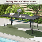 Tangkula Rectangle Patio Dining Table for 8 with Umbrella Hole