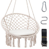 Tangkula Macrame Hammock Swing Chair with Removable Seat Cushion