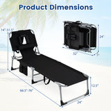 Beach Chaise Lounge Chair with Hole for Face,  for Outdoor Backyard Poolside