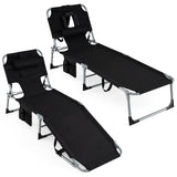 Beach Chaise Lounge Chair with Hole for Face,  for Outdoor Backyard Poolside