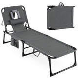 Beach Chaise Lounge Chair with Hole for Face,  for Outdoor Backyard Poolside