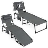 Beach Chaise Lounge Chair with Hole for Face,  for Outdoor Backyard Poolside
